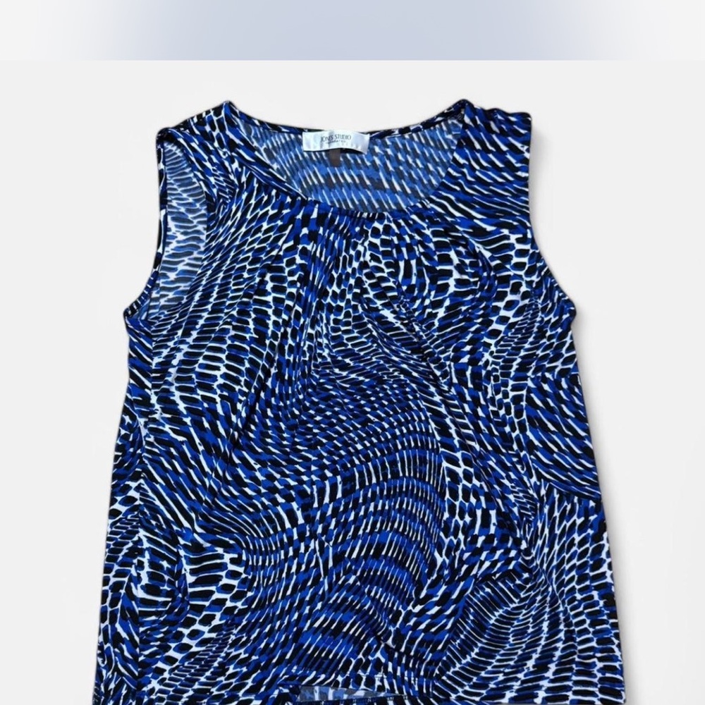Blue Patterned Sleeveless Top